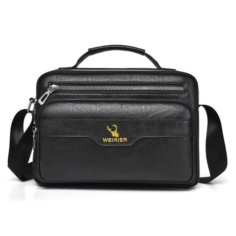 WEIXIER D1108 Men Business Retro Shoulder Bag Large Capacity Casual Waterproof PU Crossbody Bag