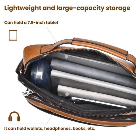 WEIXIER D1108 Men Business Retro Shoulder Bag Large Capacity Casual Waterproof PU Crossbody Bag