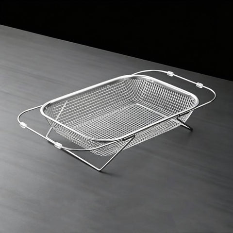 Expandable Over The Sink Colander Strainer 304 Stainless Steel Fine Mesh Drain Basket With Adjustable Arms And Standing Feet, Small, Medium, Large, Extra Large