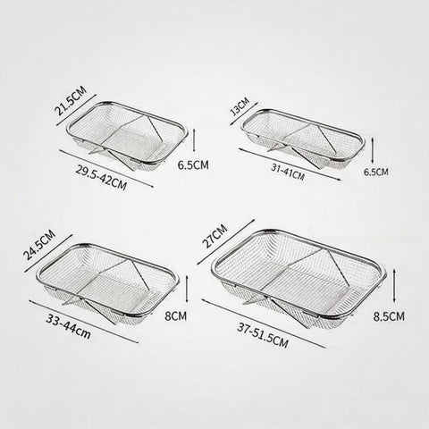 Expandable Over The Sink Colander Strainer 304 Stainless Steel Fine Mesh Drain Basket With Adjustable Arms And Standing Feet, Small, Medium, Large, Extra Large