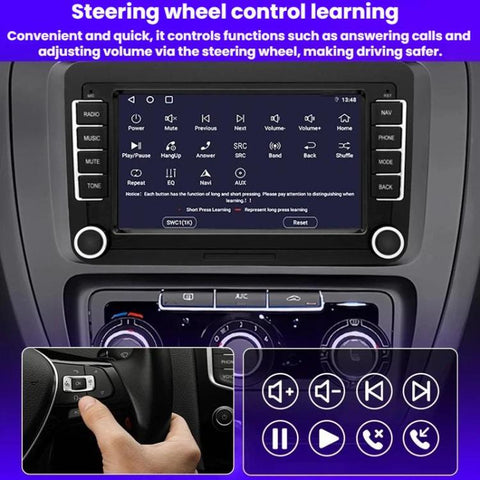 7-Inch Car Navigation System With Wireless Bluetooth CarPlay For Volkswagen, Quad-core 2GB+32GB, Quad-core 2GB+64GB, Octa-core 4GB+64GB, Octa-core 6GB+128GB