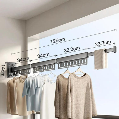 Balcony Folding Clothes Drying Rack Household Drill-Free Retractable Clothes Rod, 1-Fold Grey, 1-Fold White, 2-Fold Grey, 2-Fold White, 3-Fold Grey, 3-Fold White
