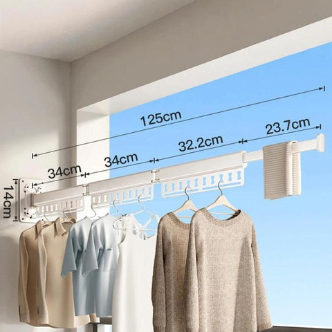 Balcony Folding Clothes Drying Rack Household Drill-Free Retractable Clothes Rod, 1-Fold Grey, 1-Fold White, 2-Fold Grey, 2-Fold White, 3-Fold Grey, 3-Fold White