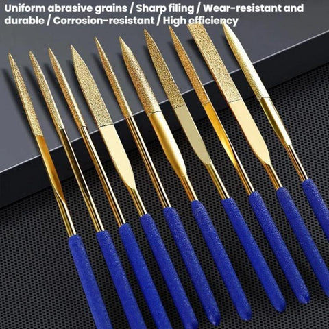 Diamond File Titanium-Coated Alloy High-Hardness File Metal Gemstone Grinding Tool, 10-Piece Set 3x140mm, 10-Piece Set 4x160mm, 10-Piece Set 5x180mm