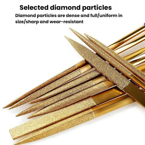 Diamond File Titanium-Coated Alloy High-Hardness File Metal Gemstone Grinding Tool, 10-Piece Set 3x140mm, 10-Piece Set 4x160mm, 10-Piece Set 5x180mm