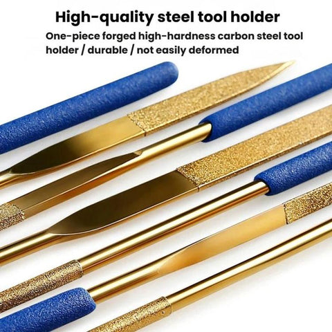 Diamond File Titanium-Coated Alloy High-Hardness File Metal Gemstone Grinding Tool, 10-Piece Set 3x140mm, 10-Piece Set 4x160mm, 10-Piece Set 5x180mm