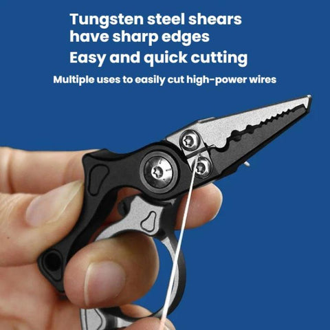 Mini Lure Pliers Micro Open-Ring Pliers Portable Fishing Line Cutters, Black Gray, Black Gray+Retractable Lanyard