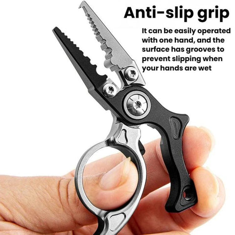 Mini Lure Pliers Micro Open-Ring Pliers Portable Fishing Line Cutters, Black Gray, Black Gray+Retractable Lanyard