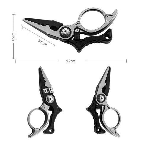 Mini Lure Pliers Micro Open-Ring Pliers Portable Fishing Line Cutters, Black Gray, Black Gray+Retractable Lanyard
