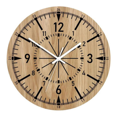 Wooden Round Analog-Digital Wall Clock 3D Decorative Home Wall Clock, 30cm, 34cm
