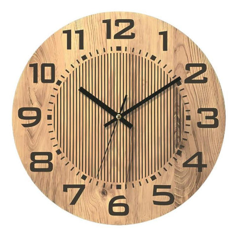 Wooden Round Analog-Digital Wall Clock 3D Decorative Home Wall Clock, 30cm, 34cm