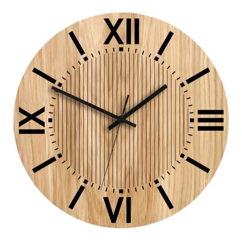 Wooden Round Analog-Digital Wall Clock 3D Decorative Home Wall Clock, 30cm, 34cm