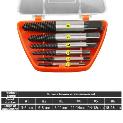 Broken Screw Extractor Screw Tool Set, 6pcs / set, Coarse-threaded 6pcs / set, Coarse-threaded 5pcs / set