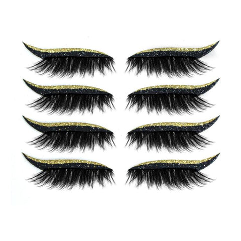 4pairs Waterproof Self-Adhesive Glitter Eyeliner False Eyelashes Eyeshadow Stickers