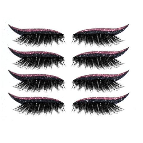 4pairs Waterproof Self-Adhesive Glitter Eyeliner False Eyelashes Eyeshadow Stickers