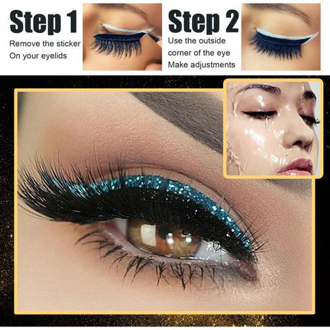 4pairs Waterproof Self-Adhesive Glitter Eyeliner False Eyelashes Eyeshadow Stickers