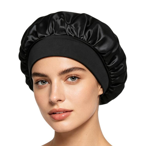 Adjustable Women Shower Cap Wide Brim Sleep Cap For Chemotherapy Hair Care