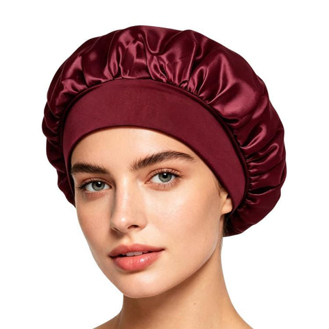 Adjustable Women Shower Cap Wide Brim Sleep Cap For Chemotherapy Hair Care