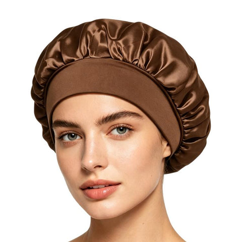 Adjustable Women Shower Cap Wide Brim Sleep Cap For Chemotherapy Hair Care