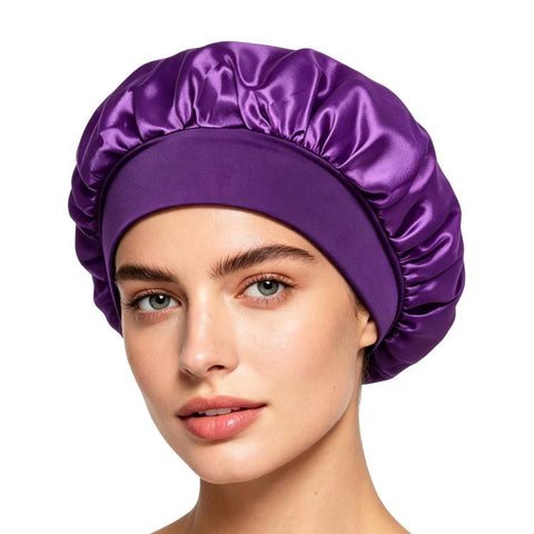 Adjustable Women Shower Cap Wide Brim Sleep Cap For Chemotherapy Hair Care