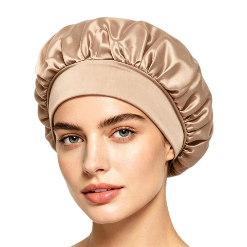 Adjustable Women Shower Cap Wide Brim Sleep Cap For Chemotherapy Hair Care