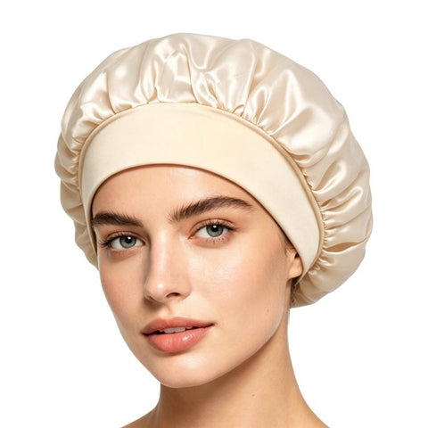 Adjustable Women Shower Cap Wide Brim Sleep Cap For Chemotherapy Hair Care
