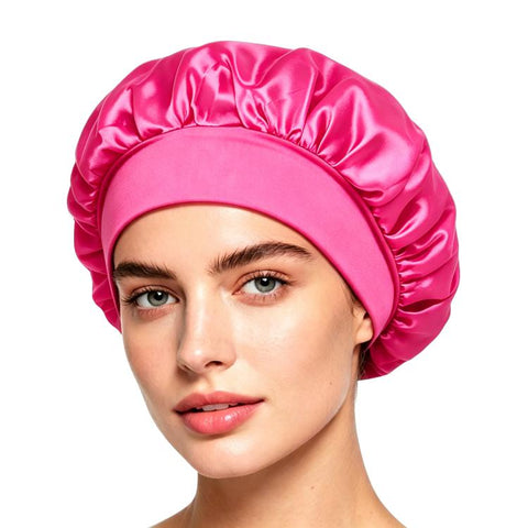 Adjustable Women Shower Cap Wide Brim Sleep Cap For Chemotherapy Hair Care