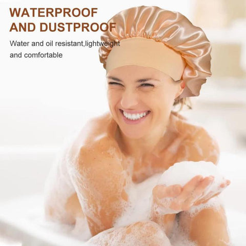 Adjustable Women Shower Cap Wide Brim Sleep Cap For Chemotherapy Hair Care