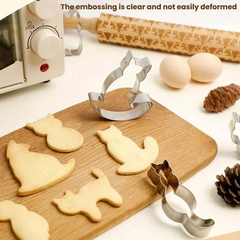 Stainless Steel Cat Shape Cookie Mold Cartoon Cookie Cutter, LsCook 9-Piece Set