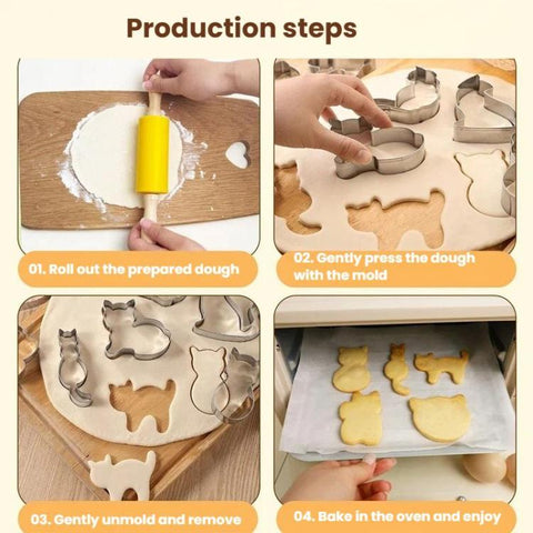 Stainless Steel Cat Shape Cookie Mold Cartoon Cookie Cutter, LsCook 9-Piece Set