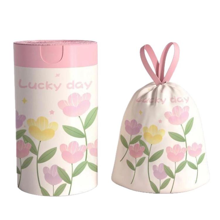 50pcs / roll  Household Thickened Portable Garbage Bags Kitchen Disposable Drawstring Trash Bags, Tulip, Lavender, Black, White, Green