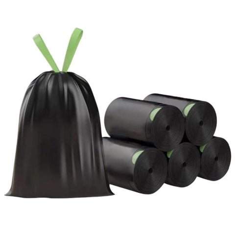 50pcs / roll  Household Thickened Portable Garbage Bags Kitchen Disposable Drawstring Trash Bags, Tulip, Lavender, Black, White, Green