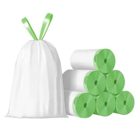 50pcs / roll  Household Thickened Portable Garbage Bags Kitchen Disposable Drawstring Trash Bags, Tulip, Lavender, Black, White, Green