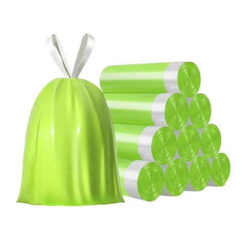 50pcs / roll  Household Thickened Portable Garbage Bags Kitchen Disposable Drawstring Trash Bags, Tulip, Lavender, Black, White, Green