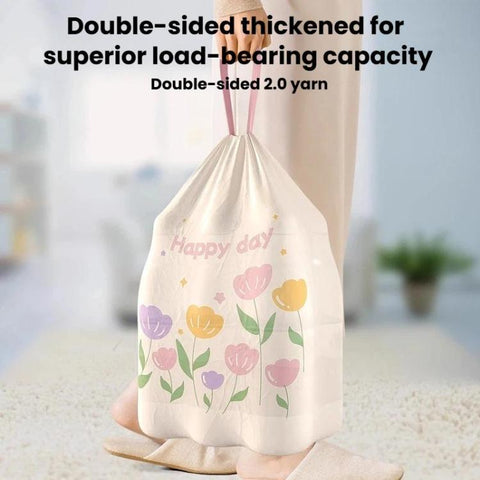 50pcs / roll  Household Thickened Portable Garbage Bags Kitchen Disposable Drawstring Trash Bags, Tulip, Lavender, Black, White, Green