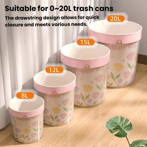 50pcs / roll  Household Thickened Portable Garbage Bags Kitchen Disposable Drawstring Trash Bags, Tulip, Lavender, Black, White, Green