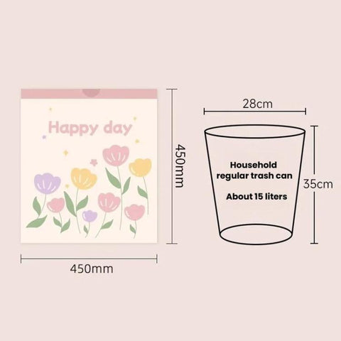50pcs / roll  Household Thickened Portable Garbage Bags Kitchen Disposable Drawstring Trash Bags, Tulip, Lavender, Black, White, Green