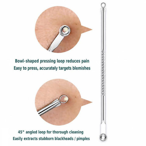 4pcs /Set Stainless Steel Blackhead Removal Needles Tweezers for Beauty Acne Treatment, Silver, Rose Gold