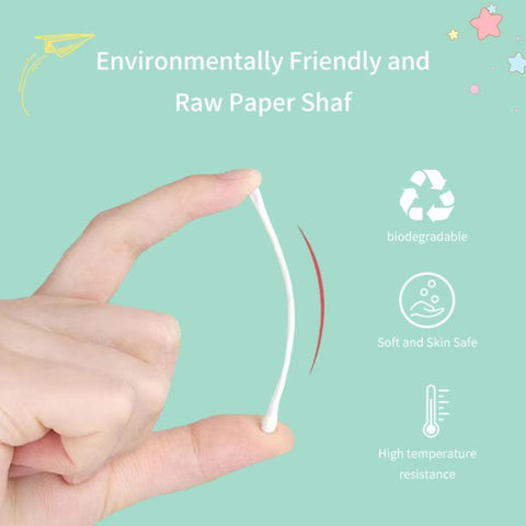 Baby Sailing 200 Count Baby Cotton Swabs with Ultra-Fine 3mm Tips Dual-Ended Multi-Purpose Paper Stick Swabs, Scoop & Spiral Tips