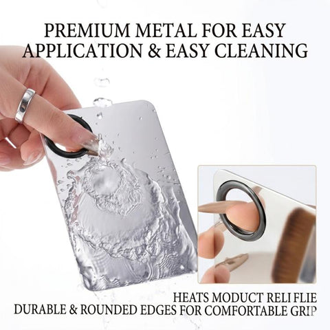 5 In 1 Makeup Foundation Spatula Set with Mixing Palette, Flat Top Foundation Brush and Powder Puffs Cosmetic Mixing Tool