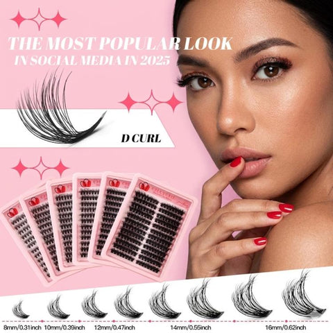 216 Dense Clusters DIY Segmented Eyelash Extensions Naturally Curled Single Cluster False Eyelashes, DIY-SET-595（30D）, DIY-SET-596（40D）, DIY-SET-597（50D）, DIY-SET-598（60D）, DIY-SET-599（80D）, DIY-SET-600（100D）