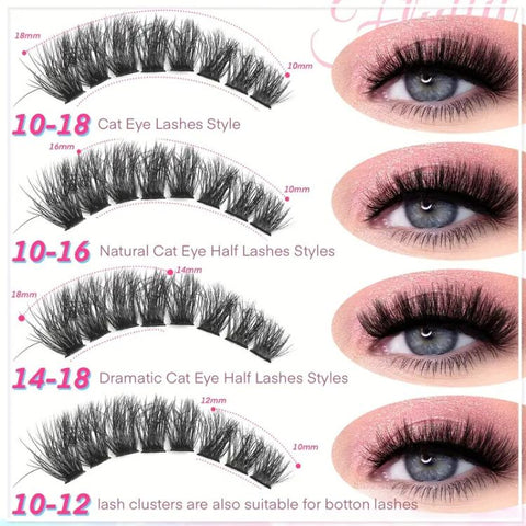 180-Cluster Single-Cluster Segmented Self-Grafting Thick Curled False Eyelashes, 40D, 60D, 80D