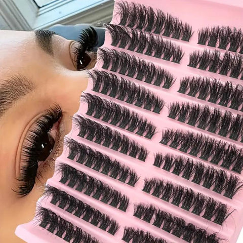 180-Cluster Single-Cluster Segmented Self-Grafting Thick Curled False Eyelashes, 40D, 60D, 80D
