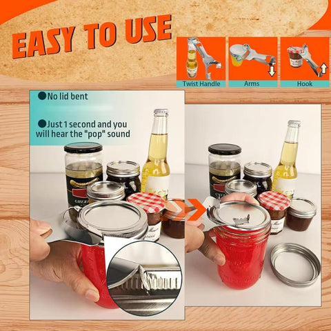 LsCook Multifunctional Mason Jar Lid Opener Stainless Steel Bottle Opener