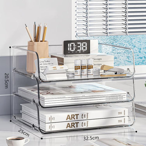 Desktop Stackable Acrylic File Storage Rack, Large-Capacity Book Shelf For Bedroom & Living Room, Widened 1 Layer, Widened 2 Layer, Widened 3 Layer, Widened 4 Layer, Widened 5 Layer, Extended 1 Layer, Extended 2 Layer, Extended 3 Layer, Extended 4 Laye...