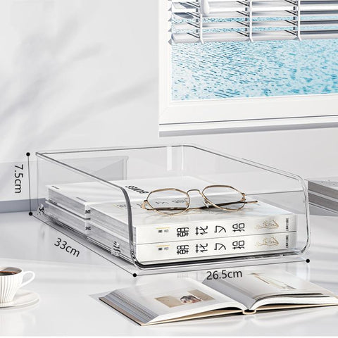 Desktop Stackable Acrylic File Storage Rack, Large-Capacity Book Shelf For Bedroom & Living Room, Widened 1 Layer, Widened 2 Layer, Widened 3 Layer, Widened 4 Layer, Widened 5 Layer, Extended 1 Layer, Extended 2 Layer, Extended 3 Layer, Extended 4 Laye...