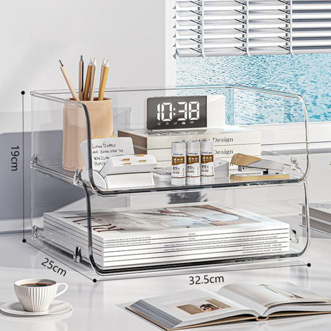 Desktop Stackable Acrylic File Storage Rack, Large-Capacity Book Shelf For Bedroom & Living Room, Widened 1 Layer, Widened 2 Layer, Widened 3 Layer, Widened 4 Layer, Widened 5 Layer, Extended 1 Layer, Extended 2 Layer, Extended 3 Layer, Extended 4 Laye...