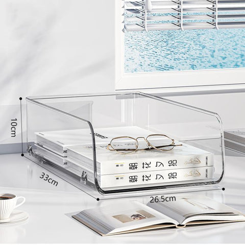Desktop Stackable Acrylic File Storage Rack, Large-Capacity Book Shelf For Bedroom & Living Room, Widened 1 Layer, Widened 2 Layer, Widened 3 Layer, Widened 4 Layer, Widened 5 Layer, Extended 1 Layer, Extended 2 Layer, Extended 3 Layer, Extended 4 Laye...