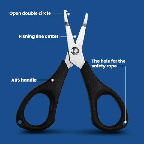 Stainless Steel Mini Fishing Line Cutter Loop-Opening Lure Pliers, Black