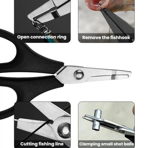 Stainless Steel Mini Fishing Line Cutter Loop-Opening Lure Pliers, Black